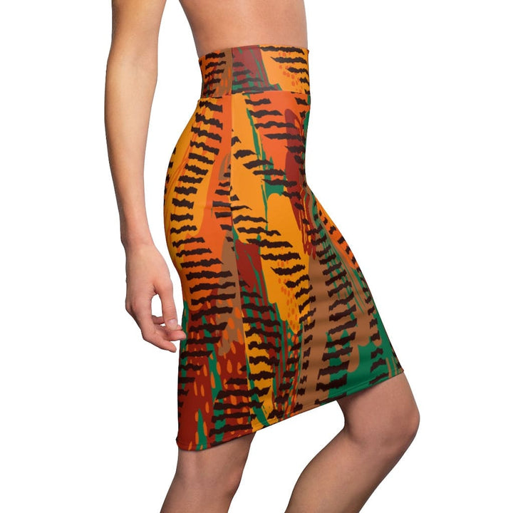 Womens Pencil Skirt Orange Safari Stretch Mini - Womens | Skirts