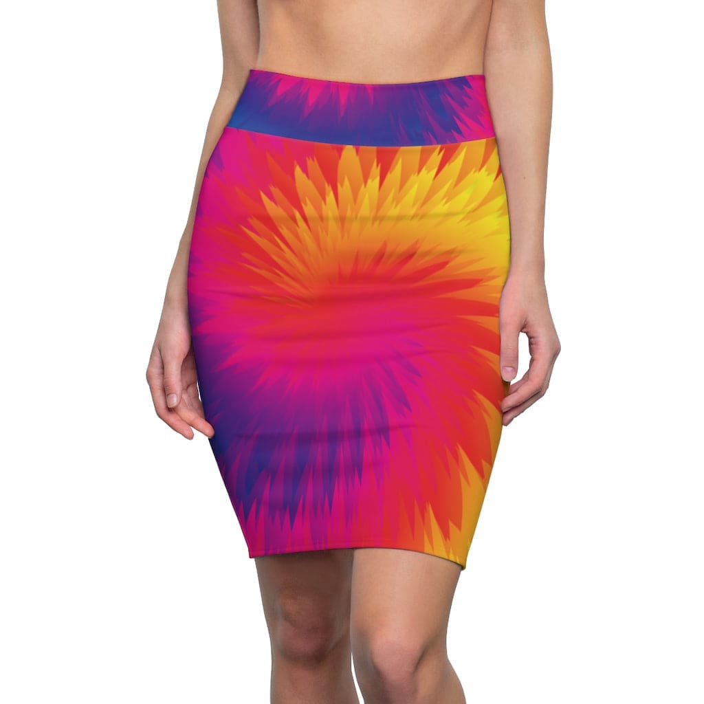 Womens Pencil Skirt Tie Dye Rainbow Stretch Mini - Womens | Skirts
