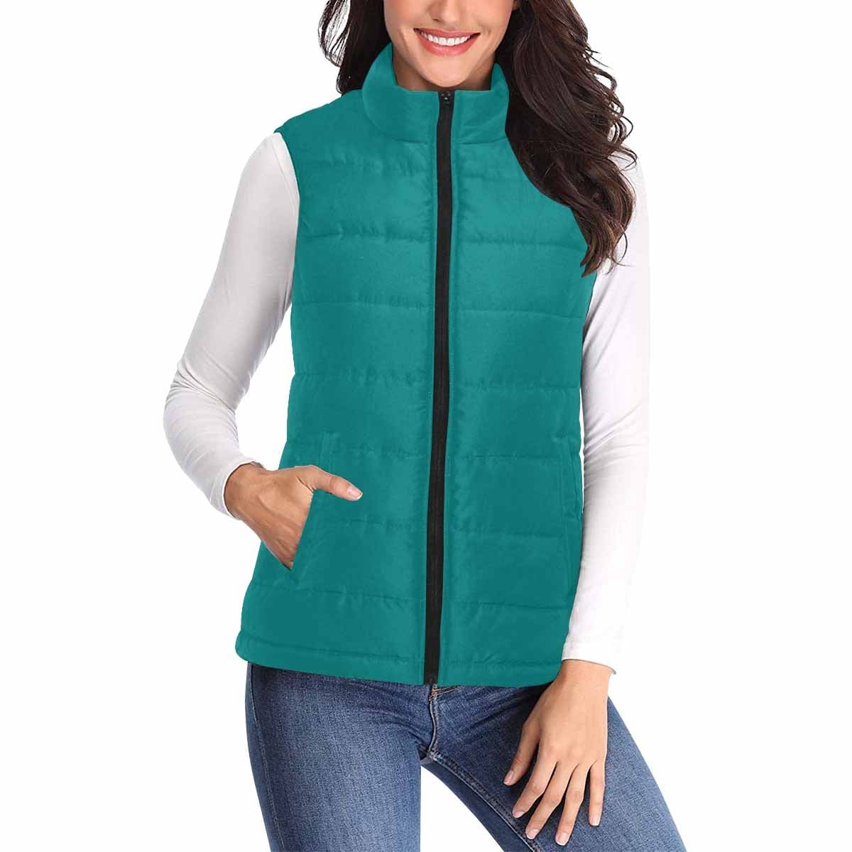 Womens Puffer Vest Jacket / Dark Teal Green - Womens | Jackets | Puffer Vests
