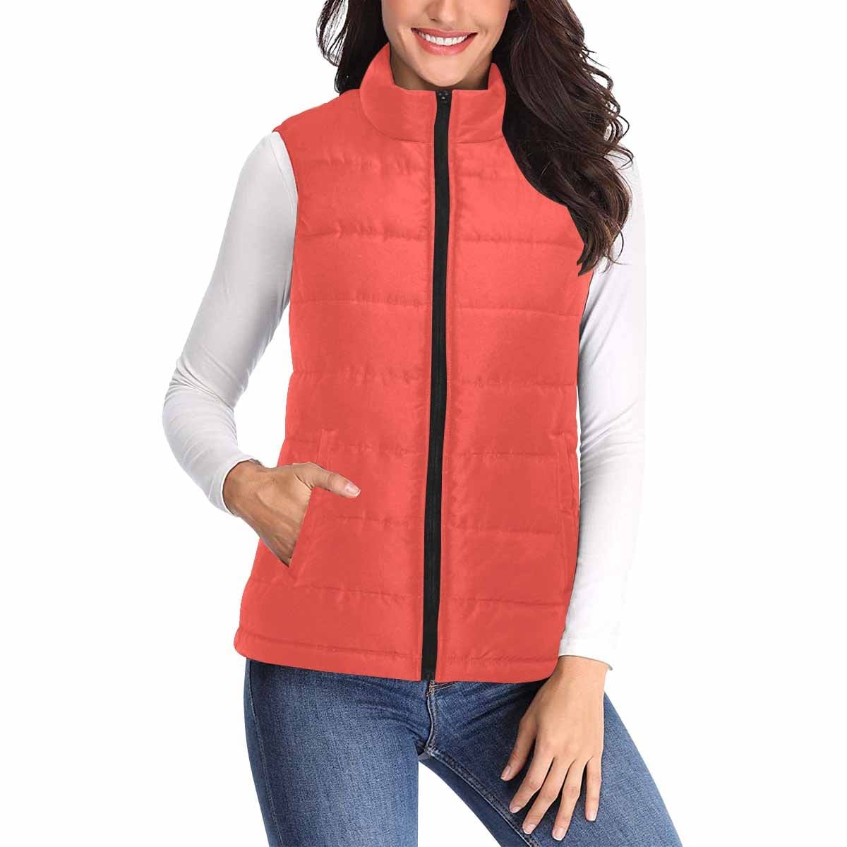 Womens Puffer Vest Jacket / Red Orange - Womens | Jackets | Puffer Vests