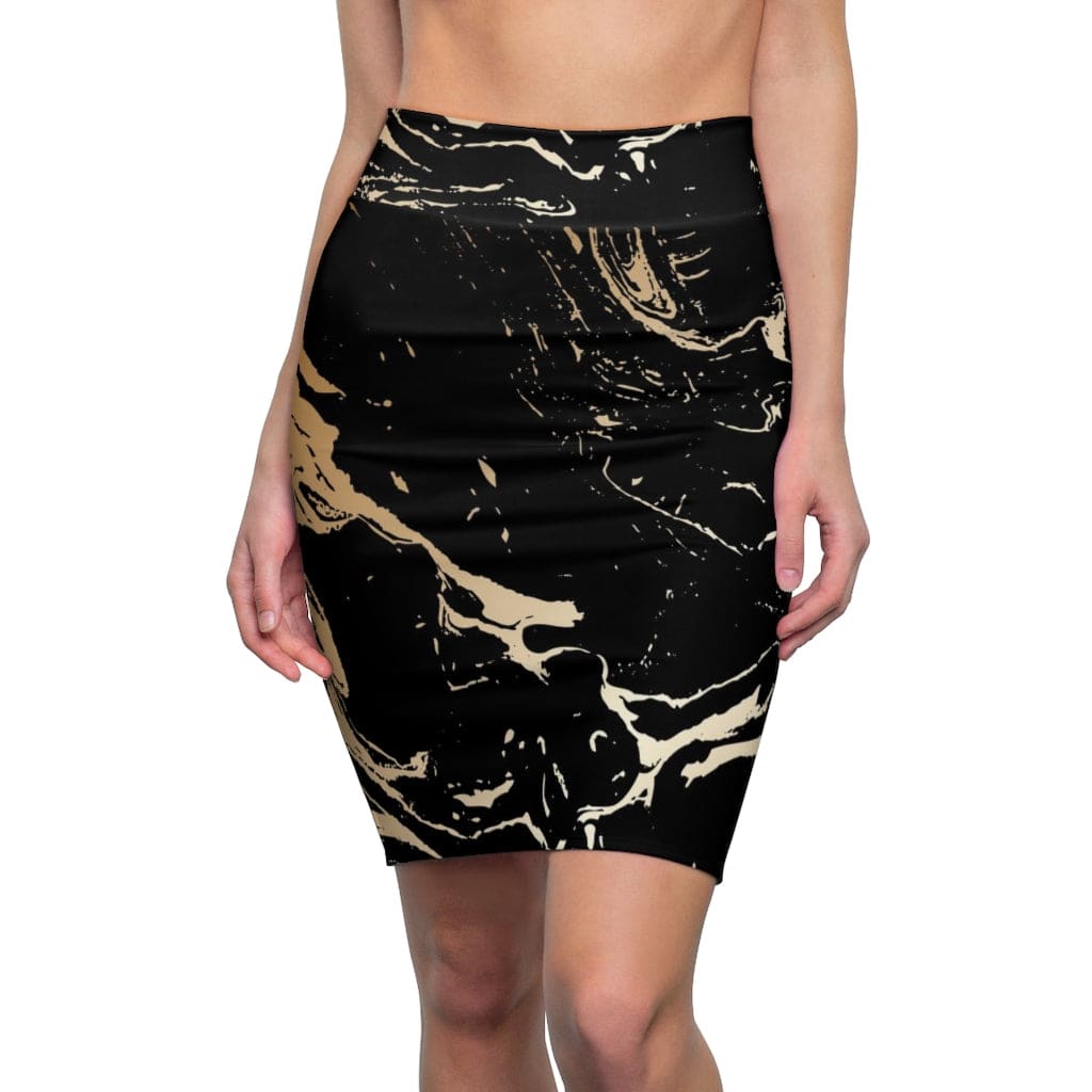 Womens Skirt Black and Beige Marble Style Skirt - Womens | Skirts