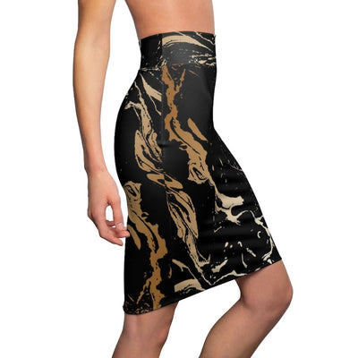 Womens Skirt Black And Beige Marble Style Skirt - Womens | Skirts