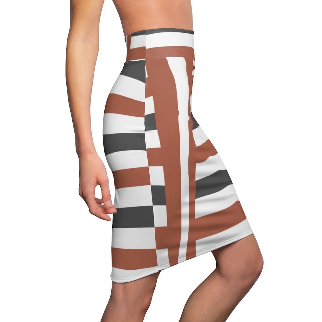 Womens Skirt Brown and Grey Stripes Pencil Skirt S43625 - Womens | Skirts