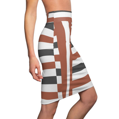 Womens Skirt Brown And Grey Stripes Pencil Skirt S43625 - Womens | Skirts