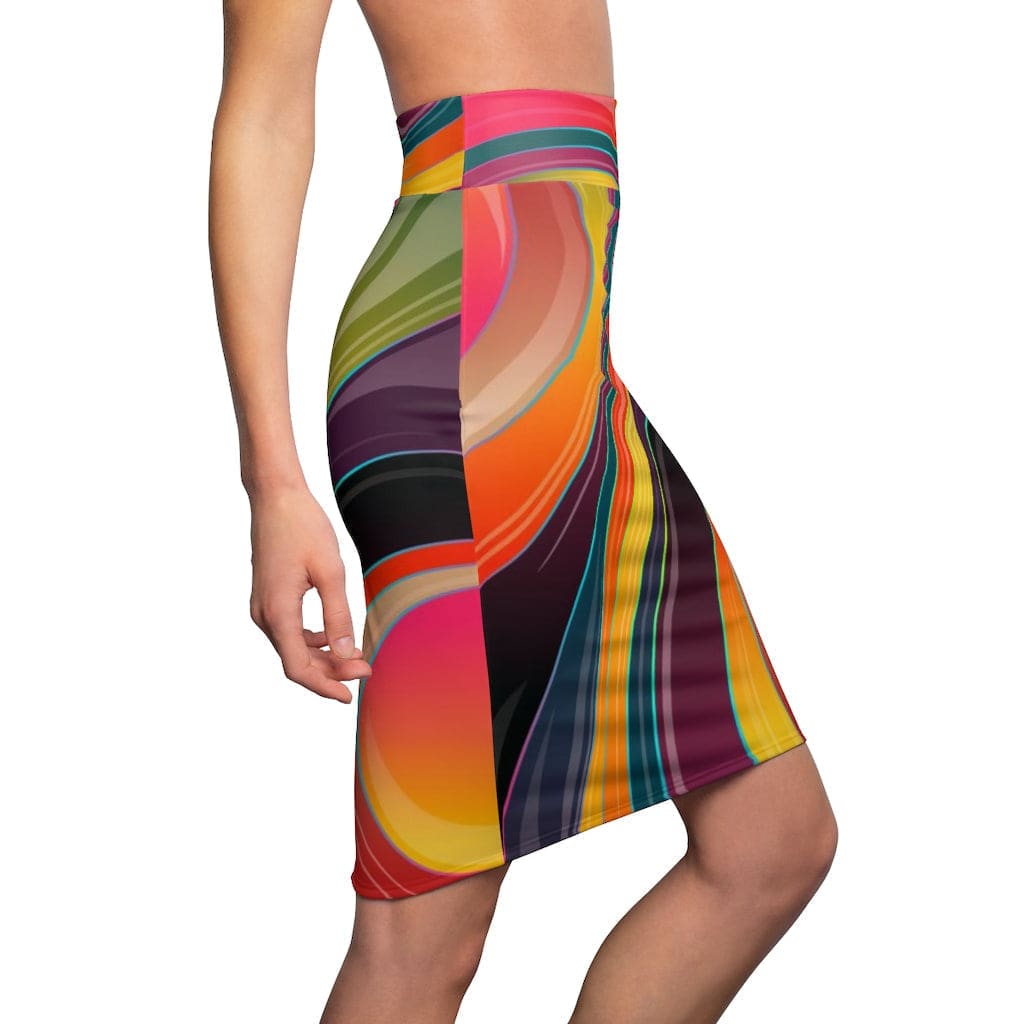 Womens Skirt Multicolor Abstract Swirl Style Skirt - Womens | Skirts