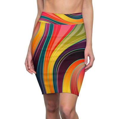 Womens Skirt Multicolor Abstract Swirl Style Skirt - Womens | Skirts