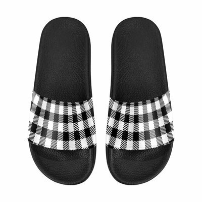 Womens Slide Sandals Buffalo Plaid Black And White - Womens | Slides