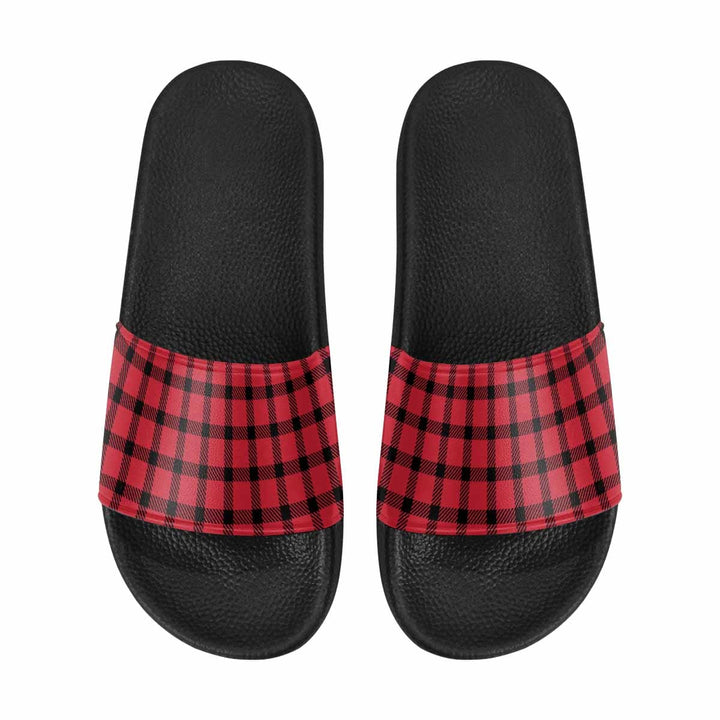 Womens Slide Sandals Buffalo Plaid Red and Black - Womens | Slides