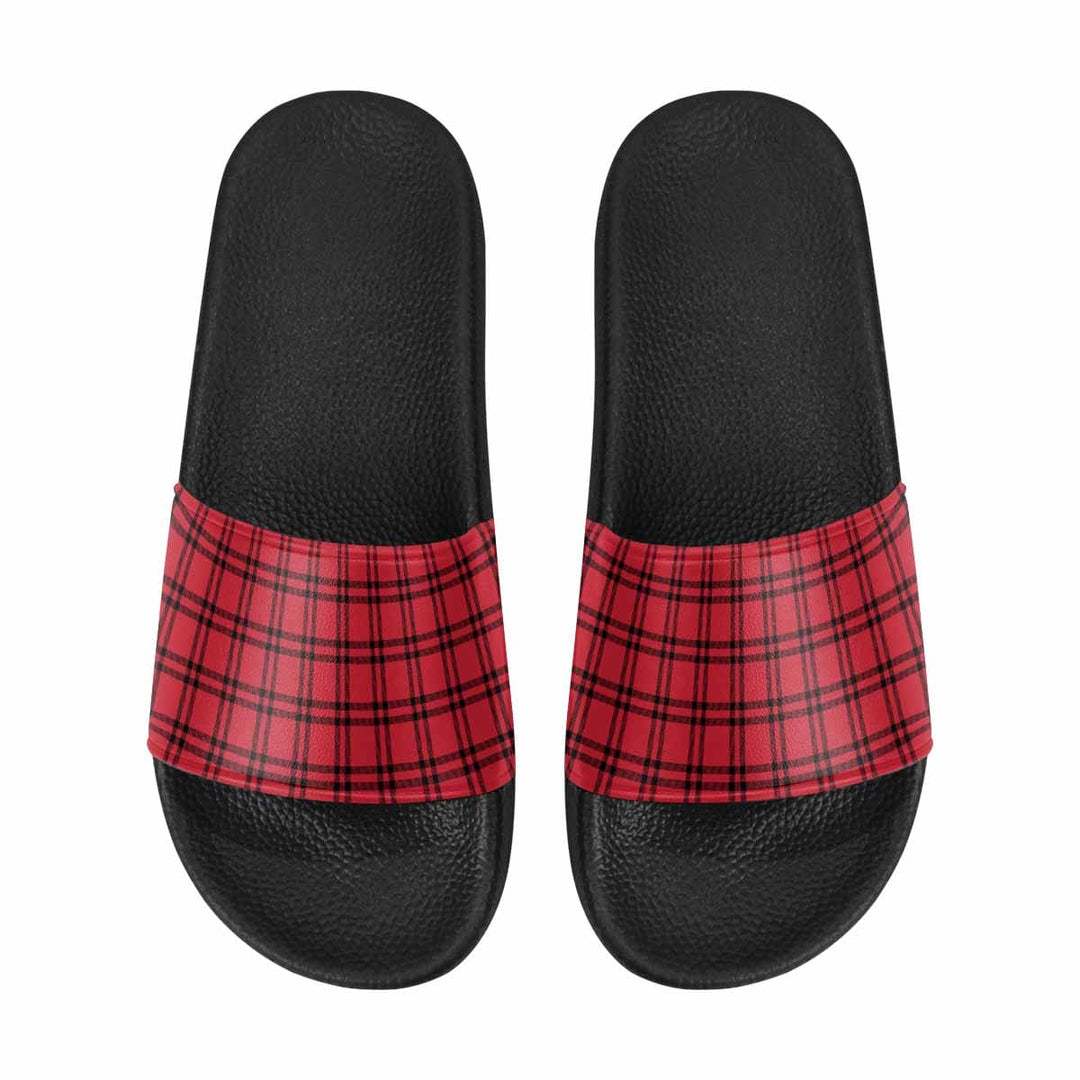 Womens Slide Sandals Buffalo Plaid Red And Black - Womens | Slides