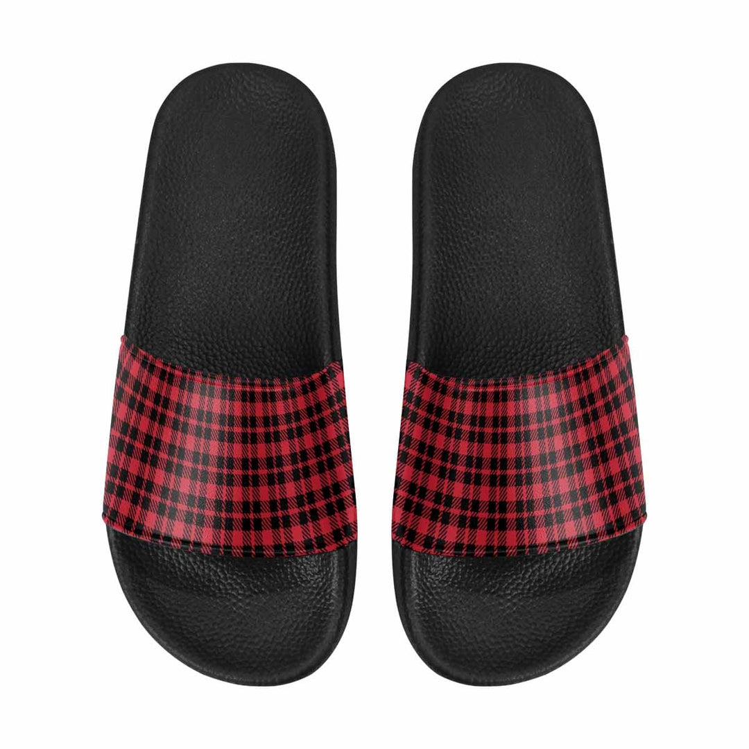 Womens Slide Sandals Buffalo Plaid Red and Black - Womens | Slides