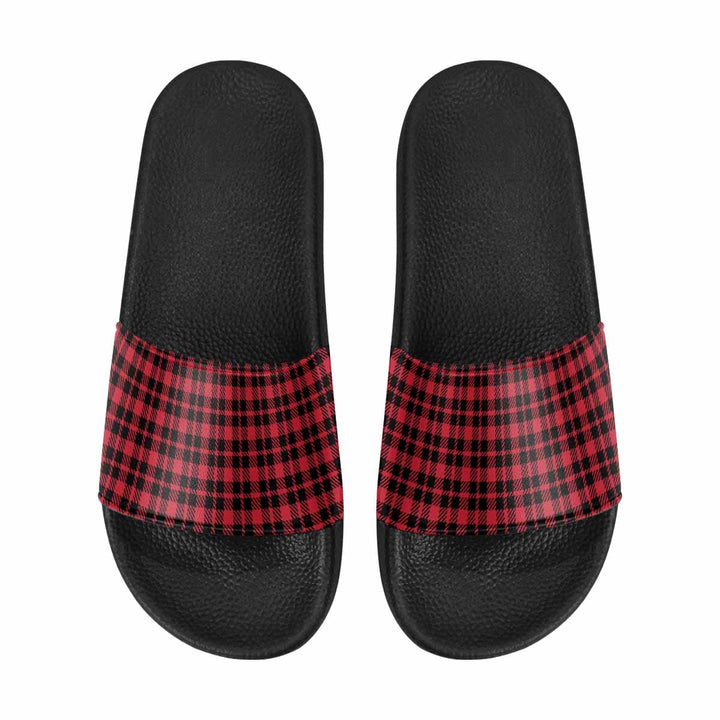 Womens Slide Sandals Buffalo Plaid Red and Black - Womens | Slides