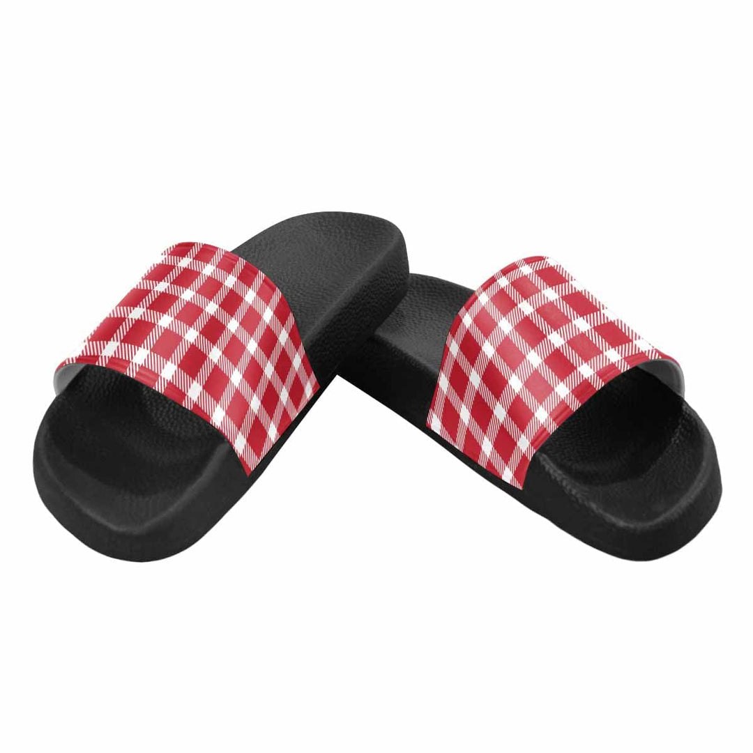 Womens Slide Sandals Buffalo Plaid Red And White - Womens | Slides