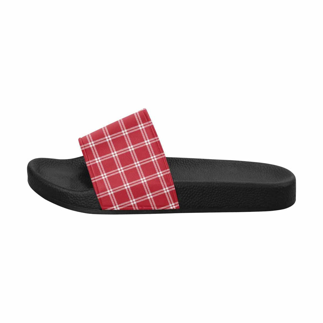 Womens Slide Sandals Buffalo Plaid Red And White - Womens | Slides