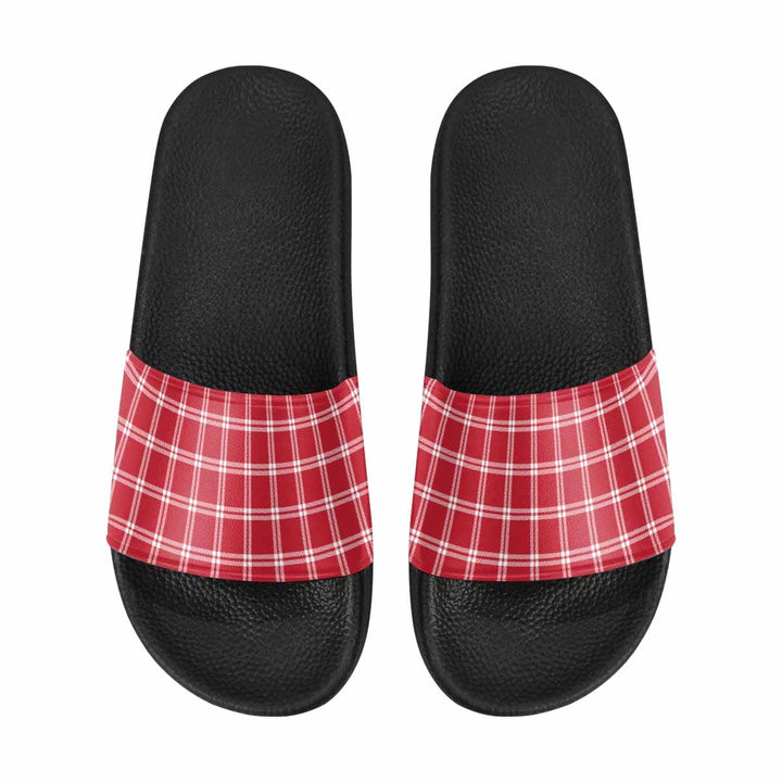 Womens Slide Sandals Buffalo Plaid Red And White - Womens | Slides