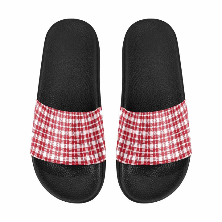 Womens Slide Sandals Buffalo Plaid Red and White - Womens | Slides