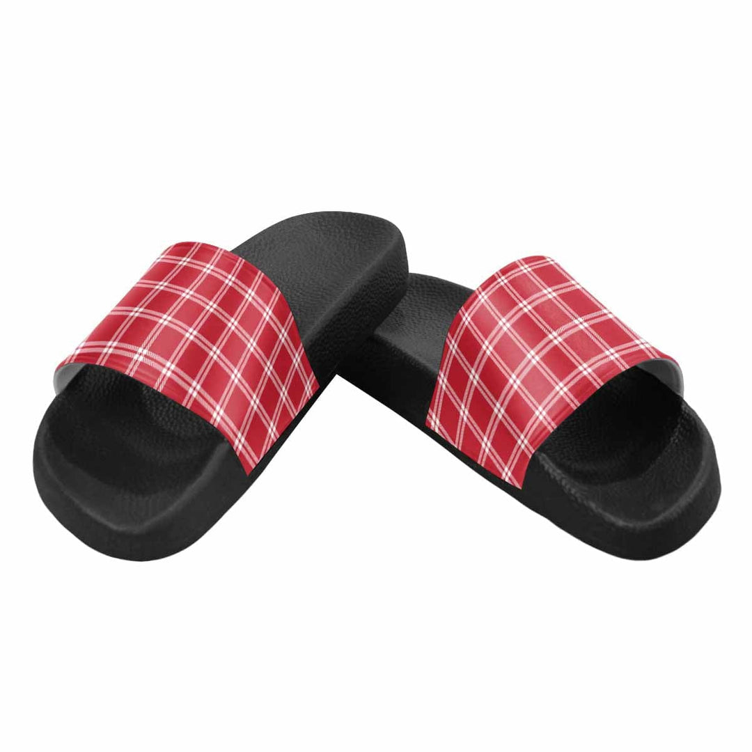 Womens Slide Sandals Buffalo Plaid Red and White - Womens | Slides