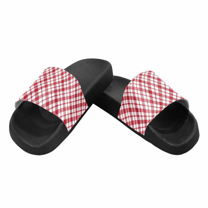 Womens Slide Sandals Buffalo Plaid Red And White - Womens | Slides