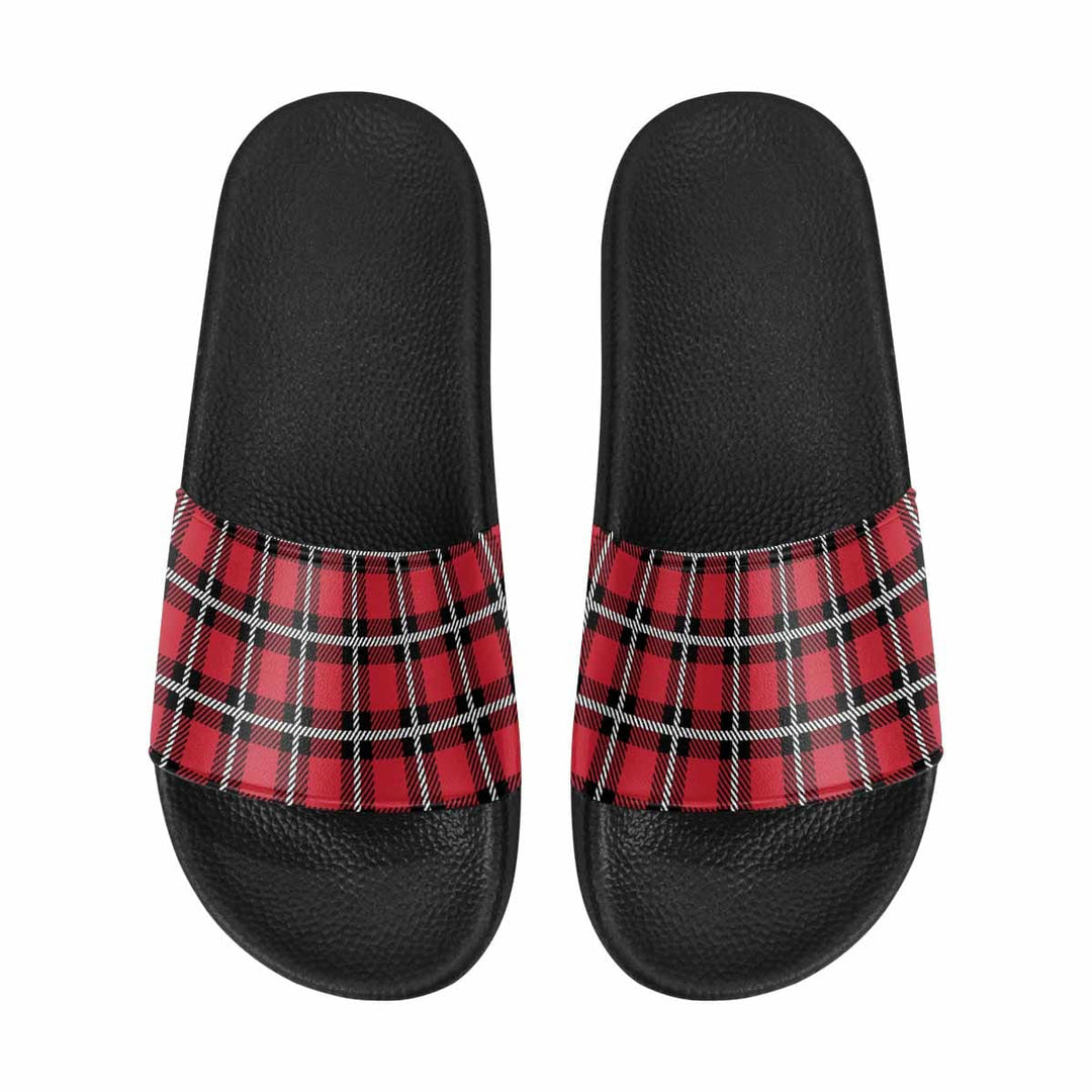 Womens Slide Sandals Buffalo Plaid Red - Womens | Slides