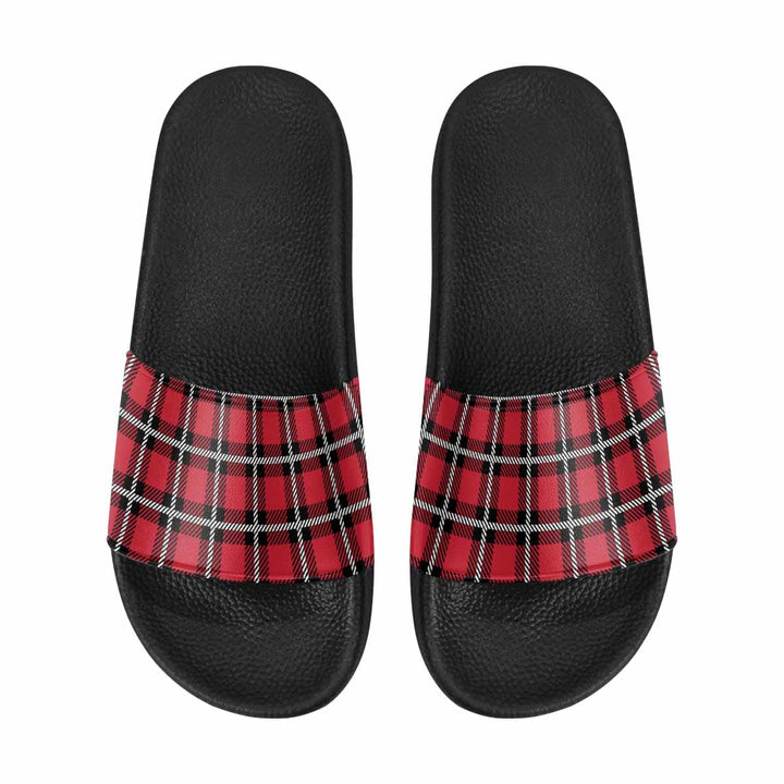 Womens Slide Sandals Buffalo Plaid Red - Womens | Slides