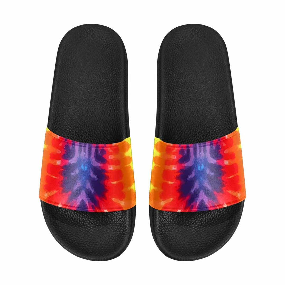 Womens Slide Sandals Flip Flop Peace & Love Tie-dye Rainbow Shoes - Womens