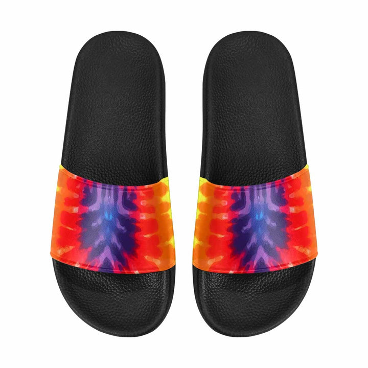 Womens Slide Sandals Flip Flop Peace & Love Tie-dye Rainbow Shoes - Womens