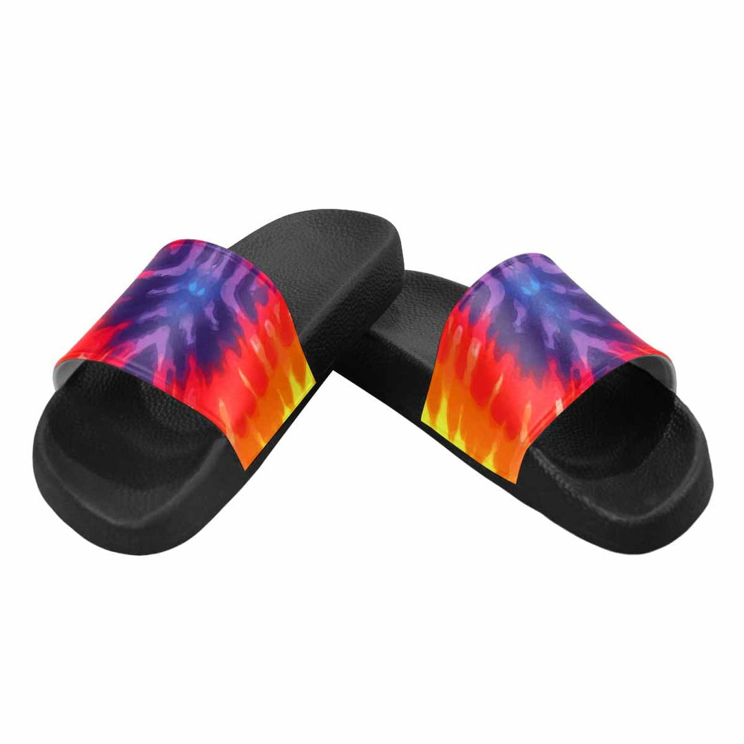 Womens Slide Sandals Flip Flop Peace & Love Tie-dye Rainbow Shoes - Womens