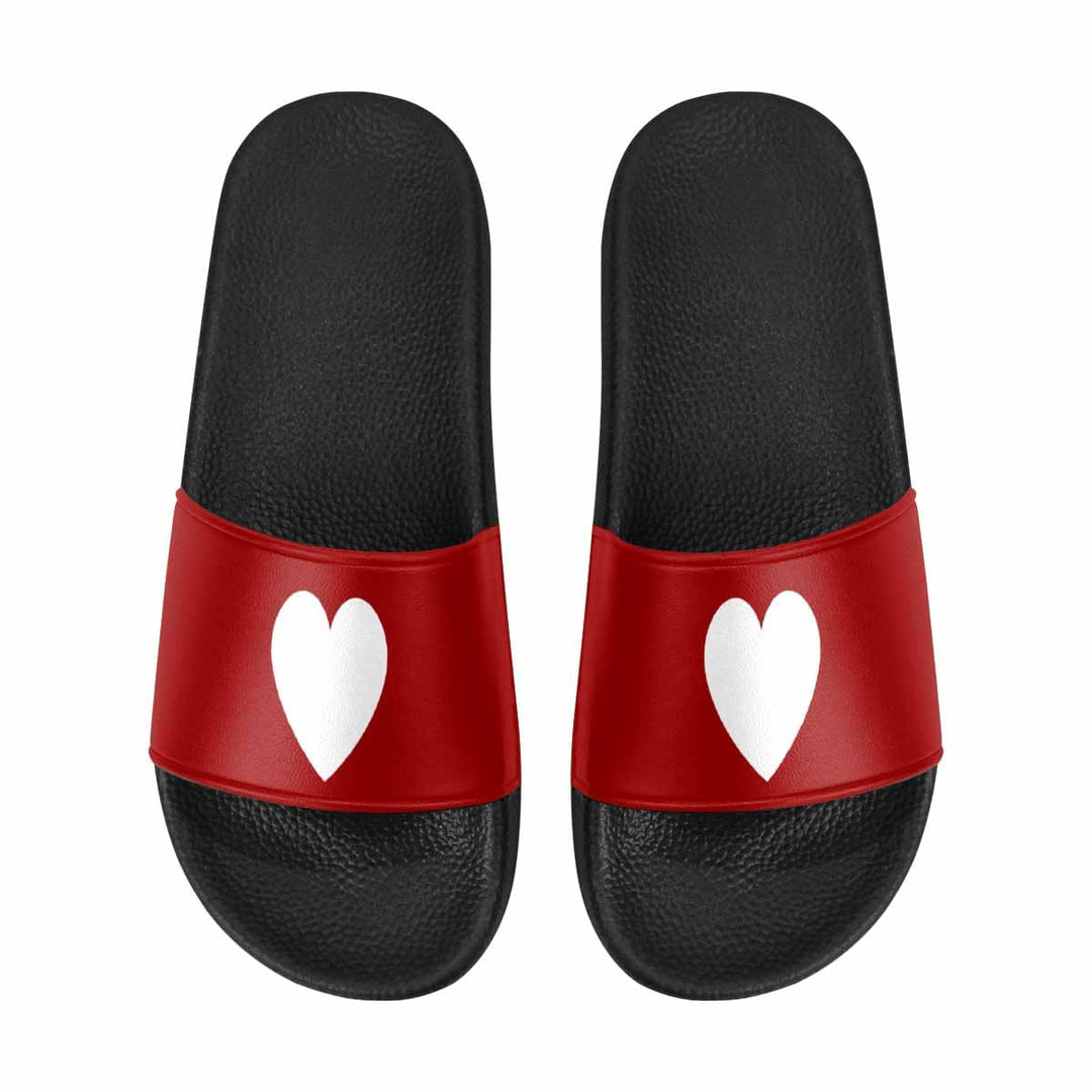 Womens Slide Sandals Red And White Heart - Womens | Slides