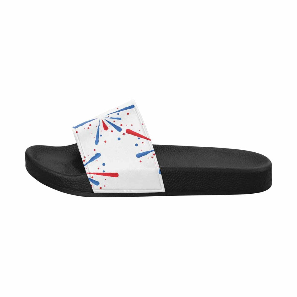 Womens Slide Sandals Red White Blue Celebration Print - Womens | Slides