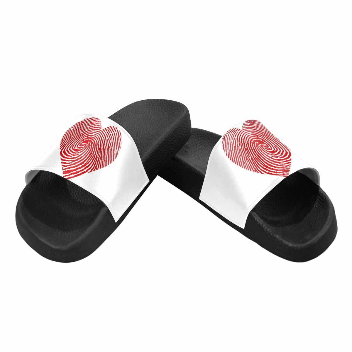 Womens Slide Sandals White And Red Heart - Womens | Slides