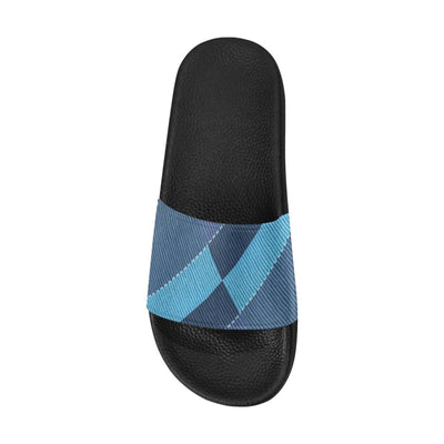 Womens Slides Flip Flop Sandals Blue Denim Grid - Womens | Slides