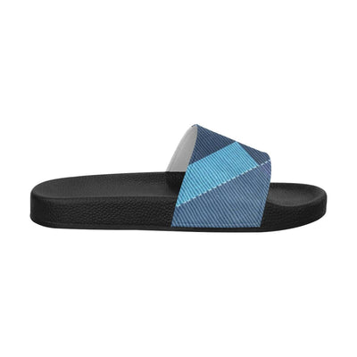 Womens Slides Flip Flop Sandals Blue Denim Grid - Womens | Slides