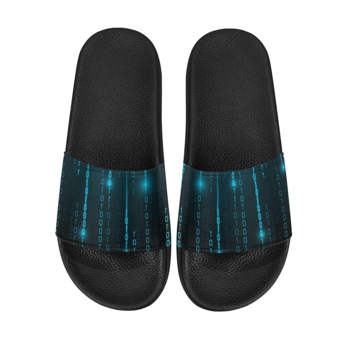 Womens Slides Flip Flop Sandals Blue Matrix Print - Womens | Slides