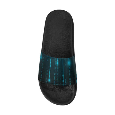Womens Slides Flip Flop Sandals Blue Matrix Print - Womens | Slides