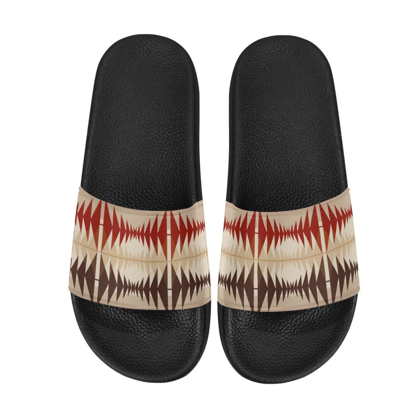 Womens Slides Flip Flop Sandals Brown And Beige Aztec Print - Womens | Slides