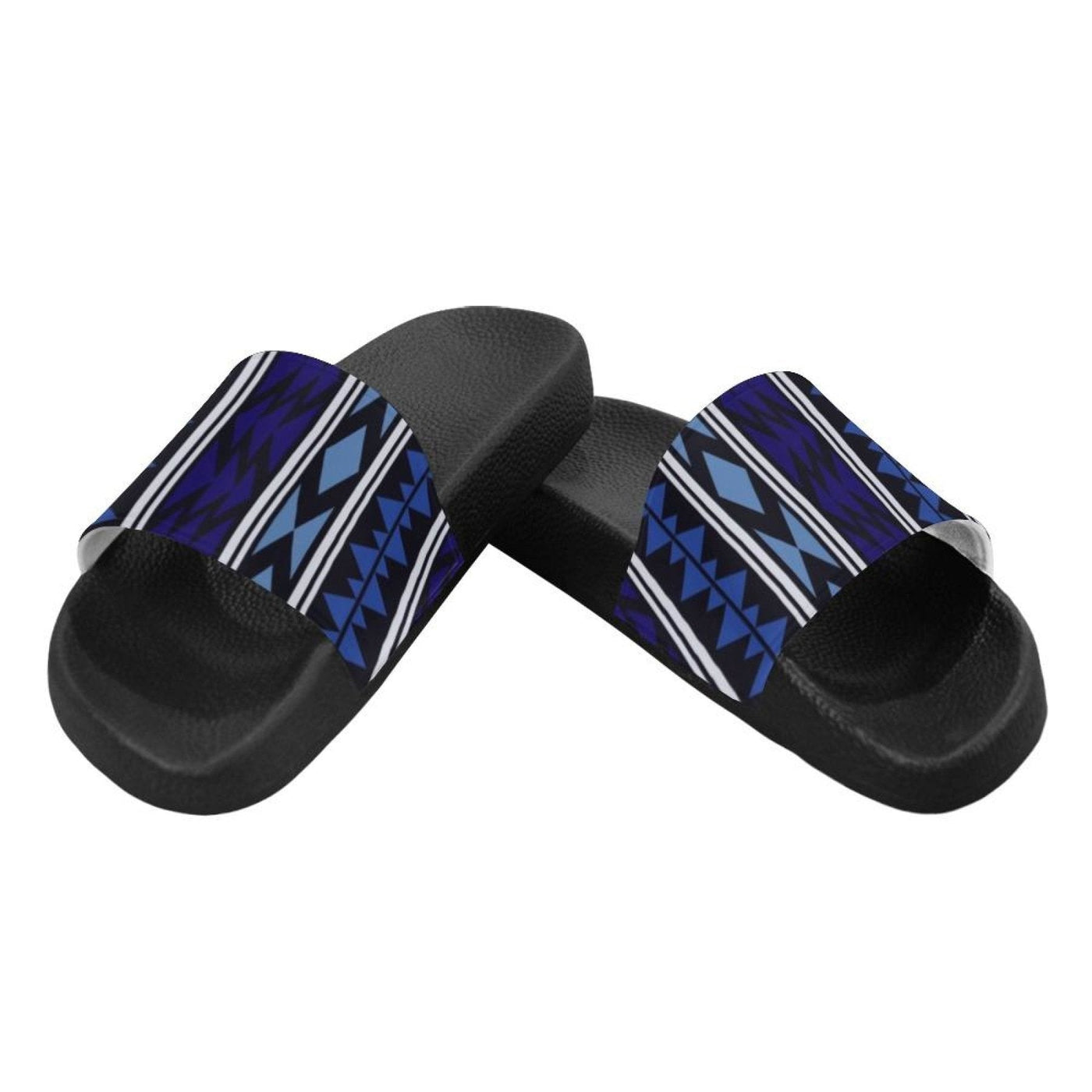 Womens Slides Flip Flop Sandals Dark Blue Aztec Print - Womens | Slides