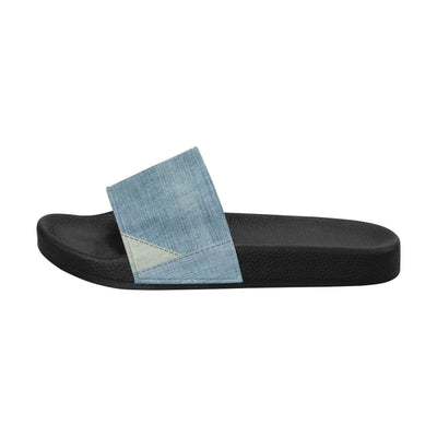 Womens Slides Flip Flop Sandals Denim Blue Patch Print - Womens | Slides