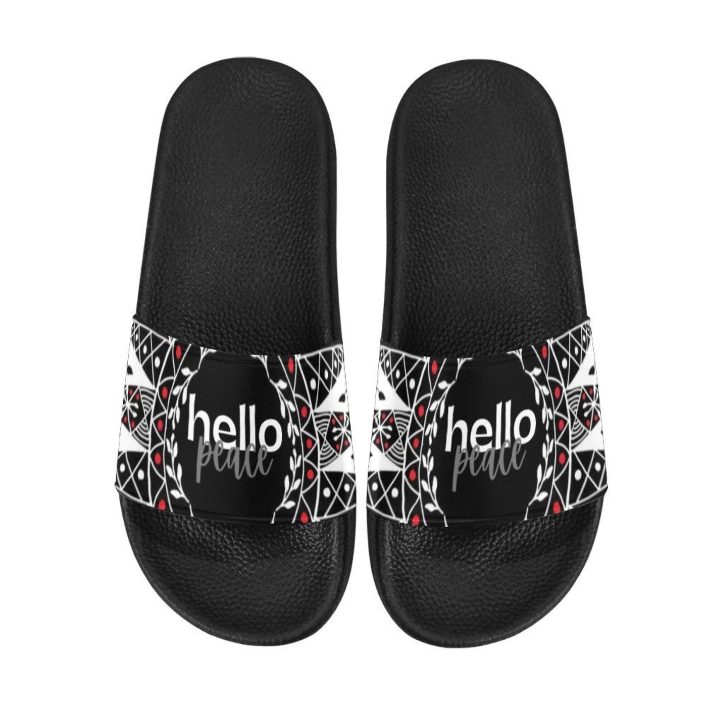 Womens Slides Flip Flop Sandals Hello Peace Bohemian Print - Womens | Slides