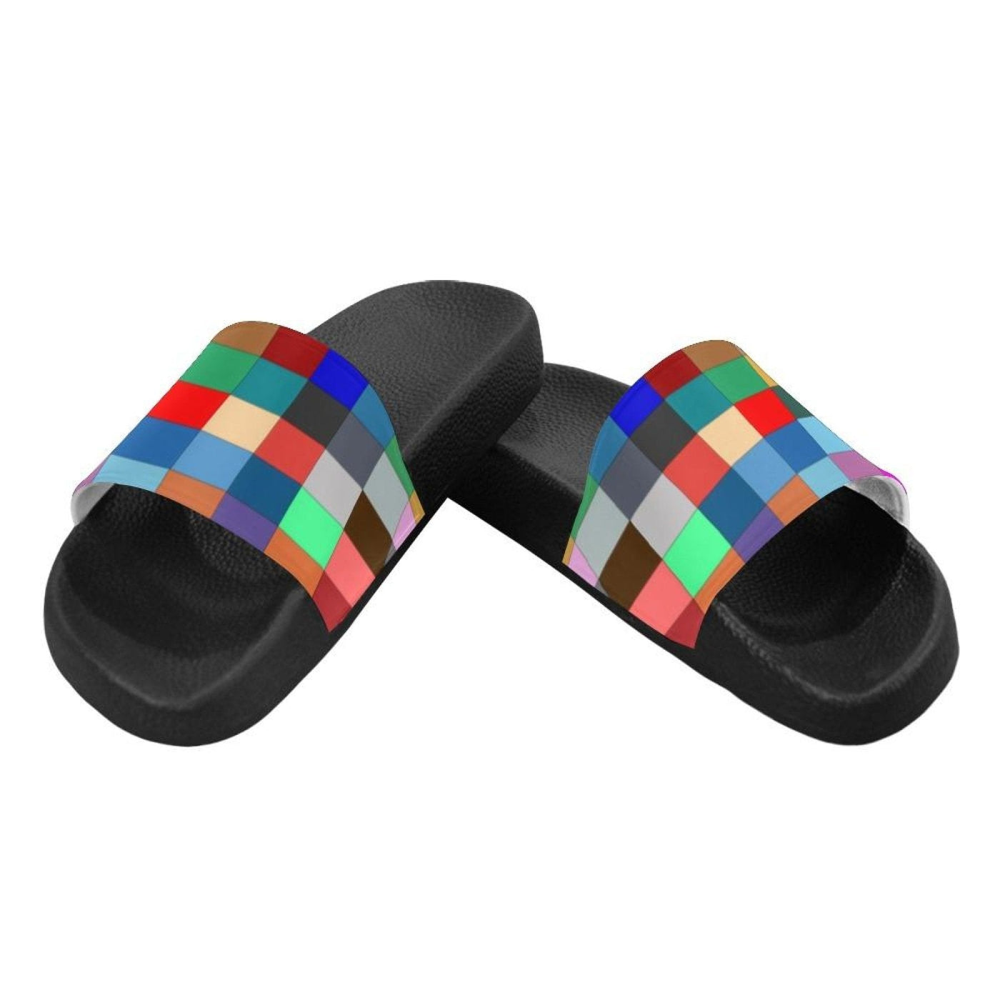 Womens Slides Flip Flop Sandals Multicolor Block Print - Womens | Slides