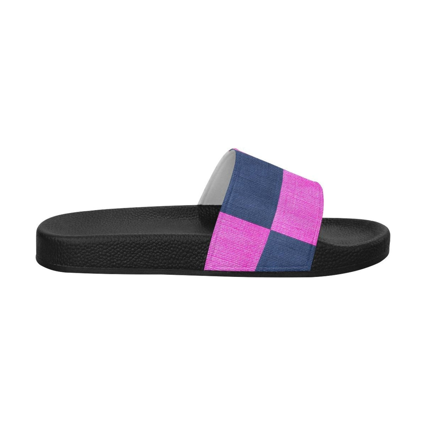 Womens Slides Flip Flop Sandals Pink & Blue Squares - Womens | Slides