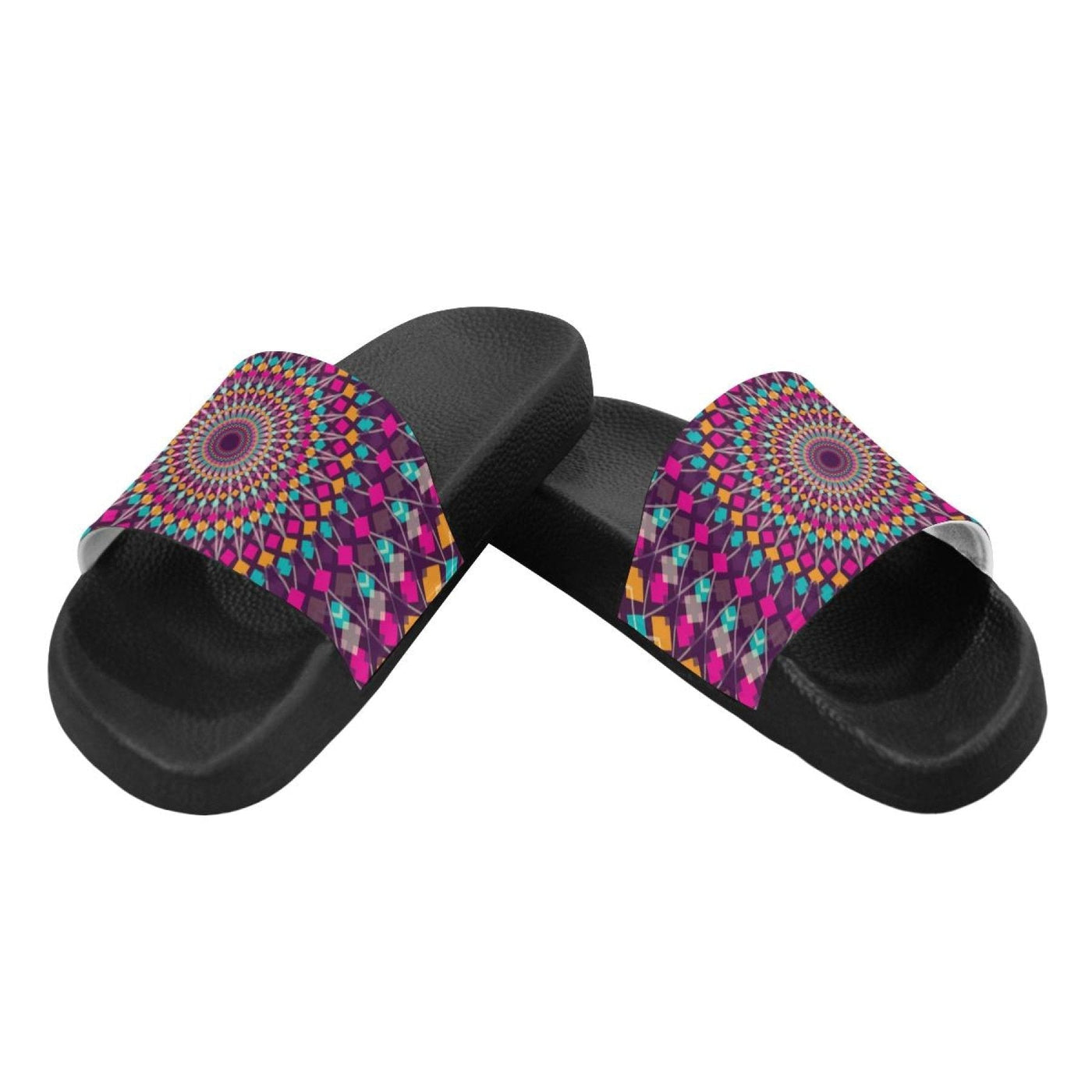 Womens Slides Flip Flop Sandals Purple Kaleidoscope Print - Womens | Slides
