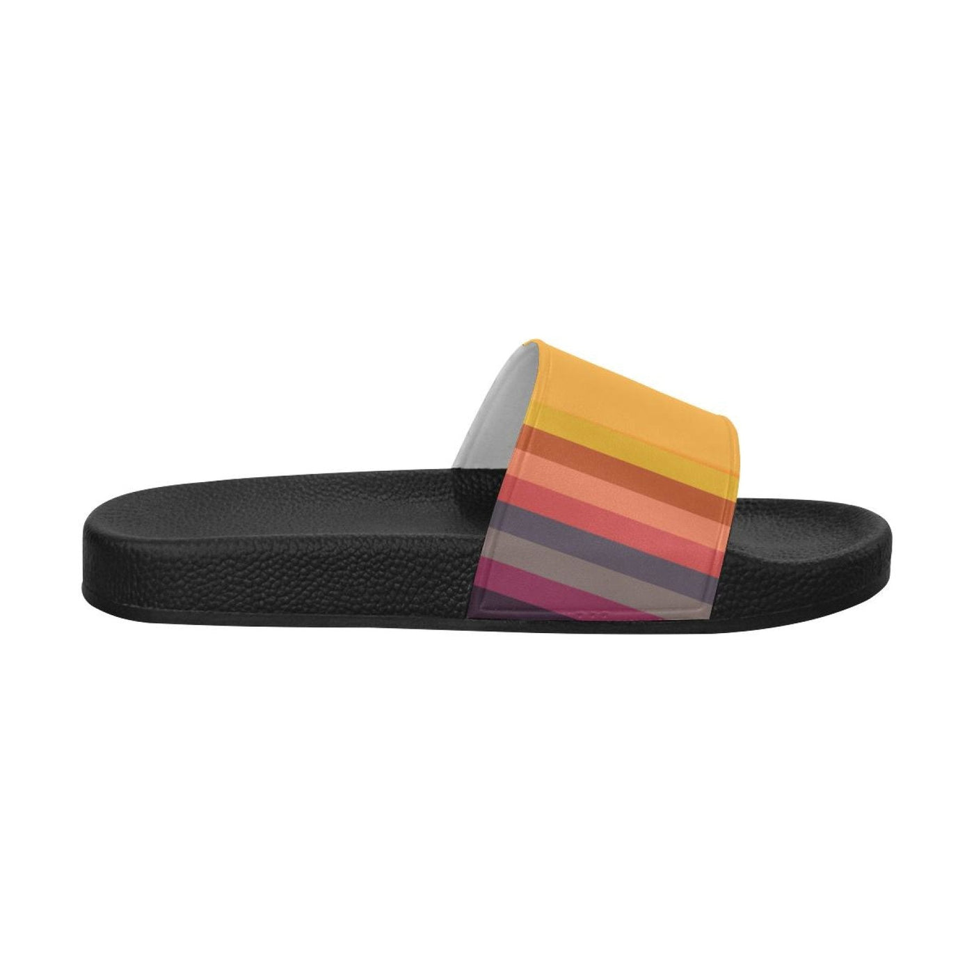 Womens Slides Flip Flop Sandals Yellow Multicolor Stripe Print - Womens | Slides