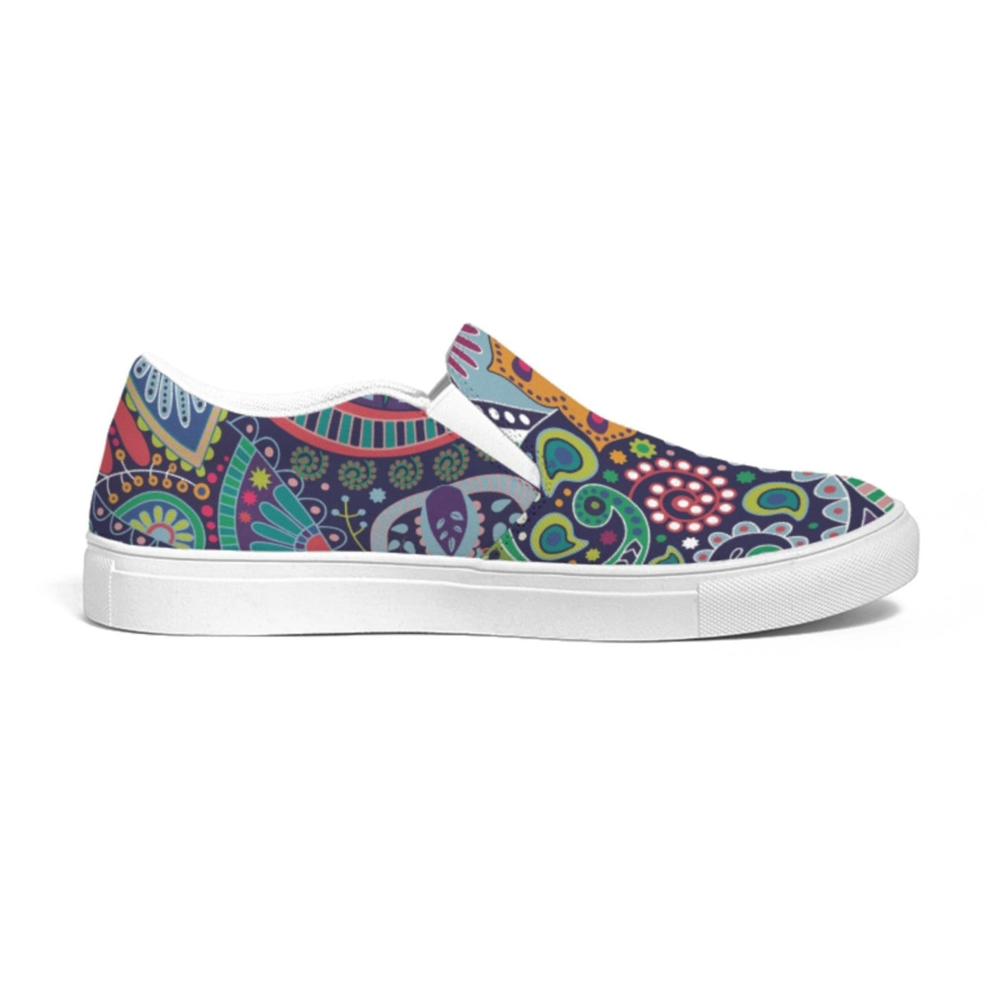 Womens Slip-on Sneakers Blue Floral Paisley Canvas Sports Shoe - Womens |