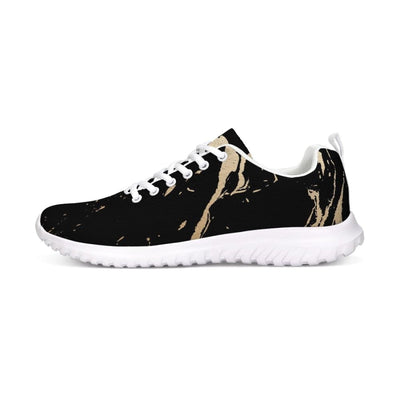 Womens Sneakers - Black And Gold Swirl Style Canvas Sports Shoes / Running -