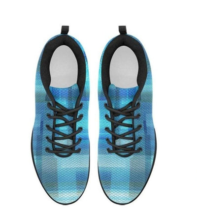 Womens Sneakers Blue And Black Geometric Print Running Shoes - Womens | Sneakers