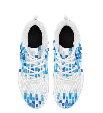 Womens Sneakers Blue And White Mosaic Print Running Shoes - Womens | Sneakers