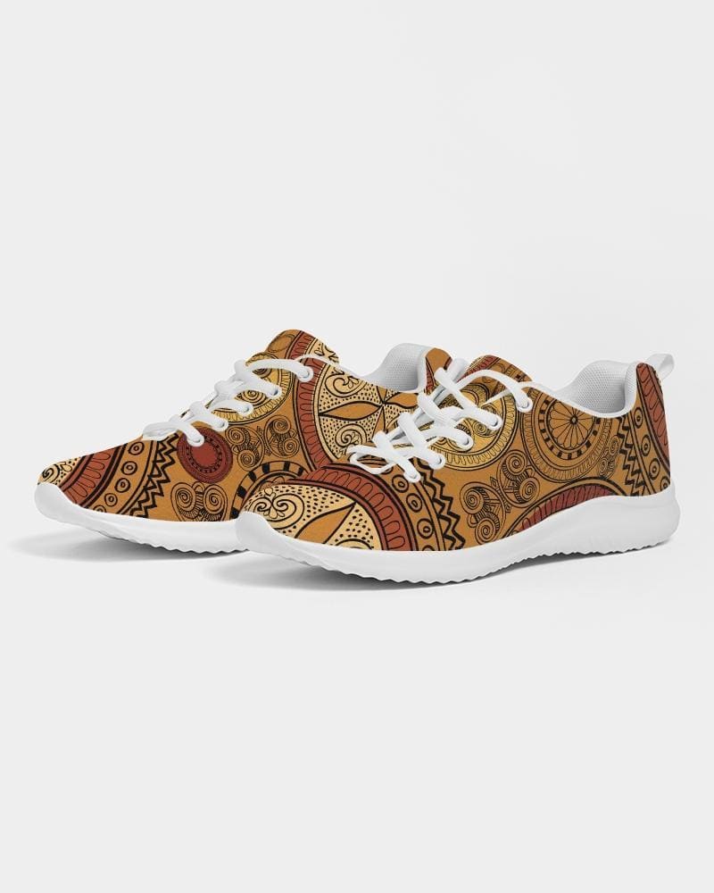 Womens Sneakers - Brown Paisley Style Canvas Sports Shoes / Running - Womens