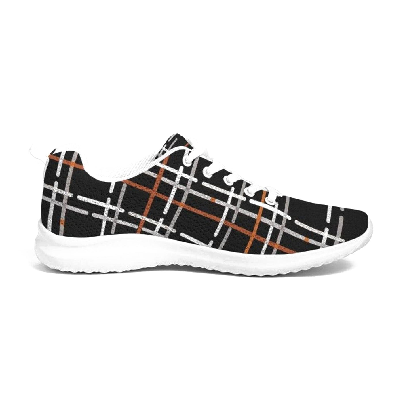 Womens Sneakers - Canvas Running Shoes Black Plaid Print - Womens | Sneakers