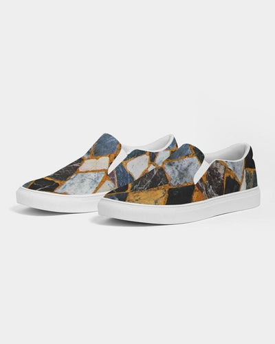 Womens Sneakers - Canvas Slip On Shoes Black Mosaic Print - Womens | Sneakers