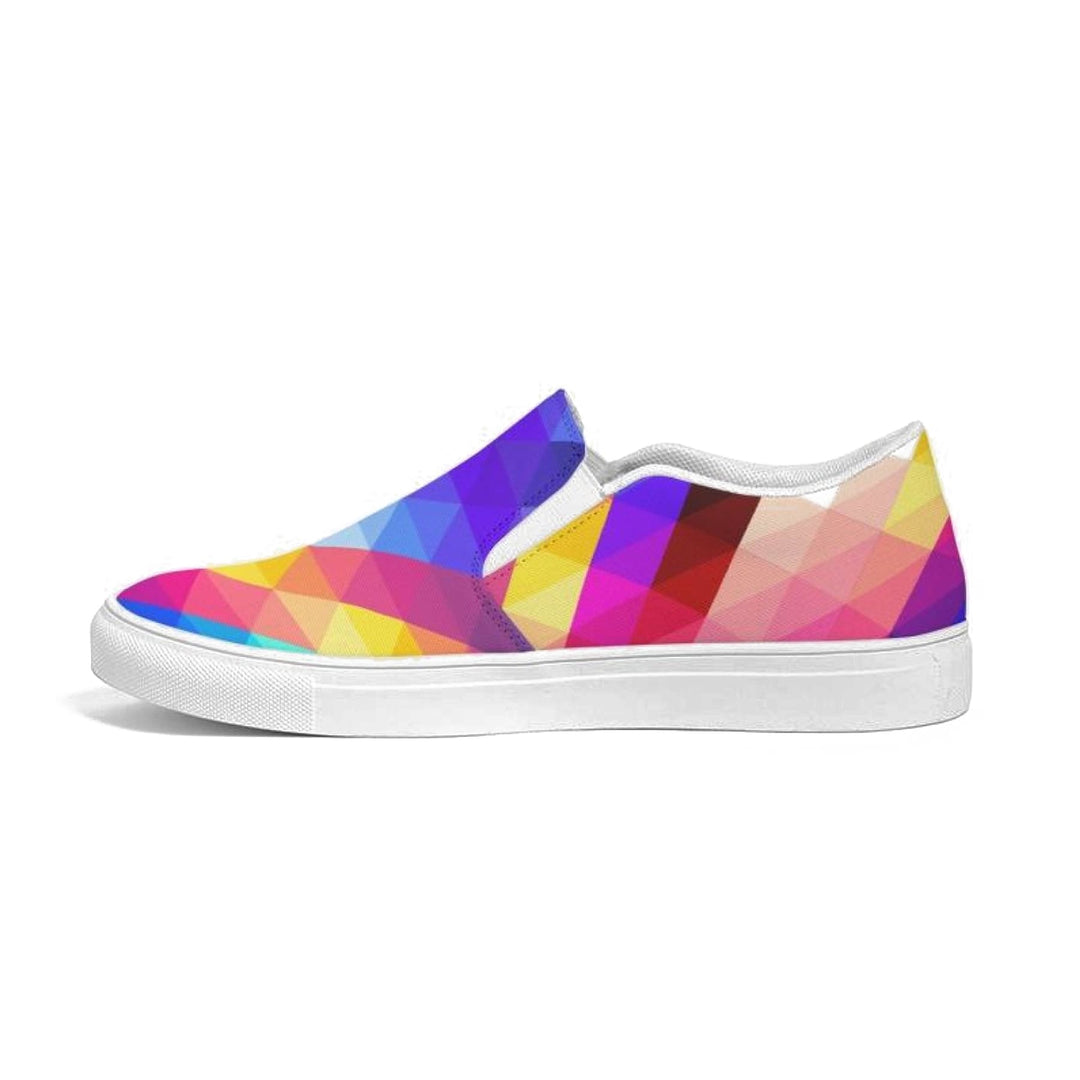 Womens Sneakers - Canvas Slip On Shoes Multicolor Retro Print - Womens