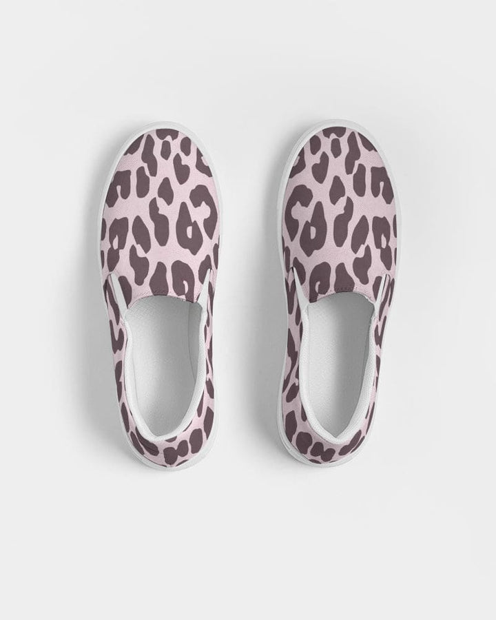 Womens Sneakers - Canvas Slip On Shoes Pink Leopard Print - Womens | Sneakers